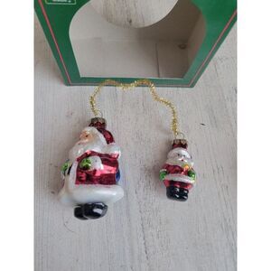 Unique Christmas House Santa Claus big mini pair ornament Xmas